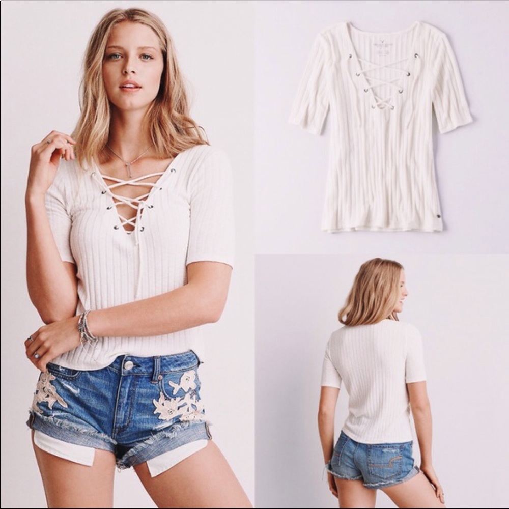 America Eagle lace up sweater
